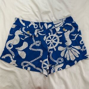 Lilly Pulitzer White and Blue Patterned Shorts